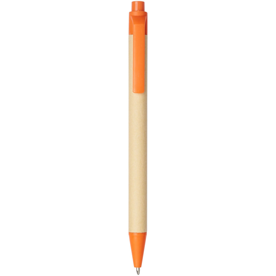 Penna a sfera Berk in cartone riciclato e plastica derivata dal mais (inchiostro nero) personalizzato con logo - Pubblienne