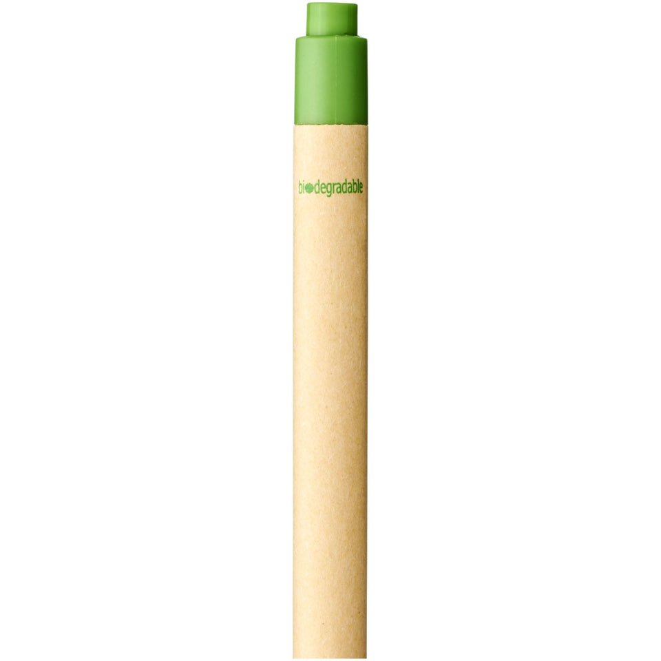 Penna a sfera Berk in cartone riciclato e plastica derivata dal mais (inchiostro nero) personalizzato con logo - Pubblienne