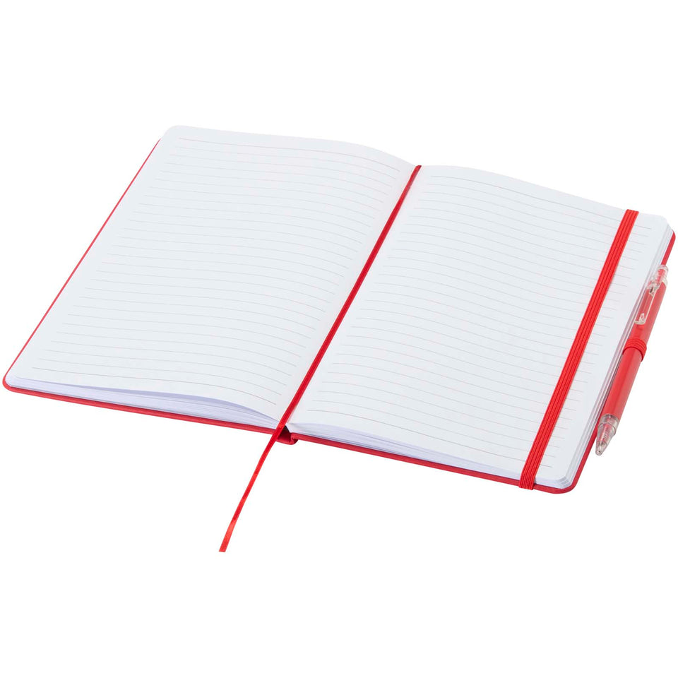 Set taccuino A5  in materiale riciclato Spectrum e penna a sfera personalizzato con logo - Pubblienne
