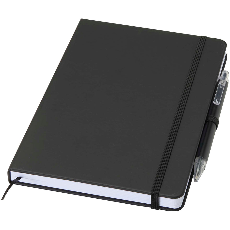 Set taccuino A5  in materiale riciclato Spectrum e penna a sfera personalizzato con logo - Pubblienne