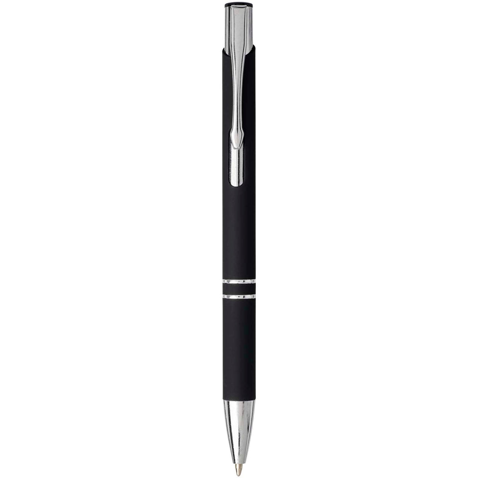 Penna a sfera a scatto Moneta soft touch (inchiostro nero) personalizzato con logo - Pubblienne