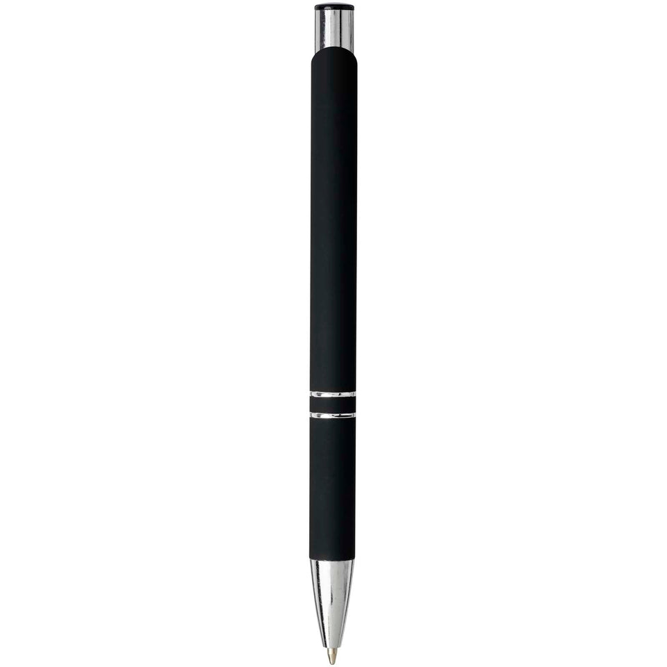 Penna a sfera a scatto Moneta soft touch (inchiostro nero) personalizzato con logo - Pubblienne