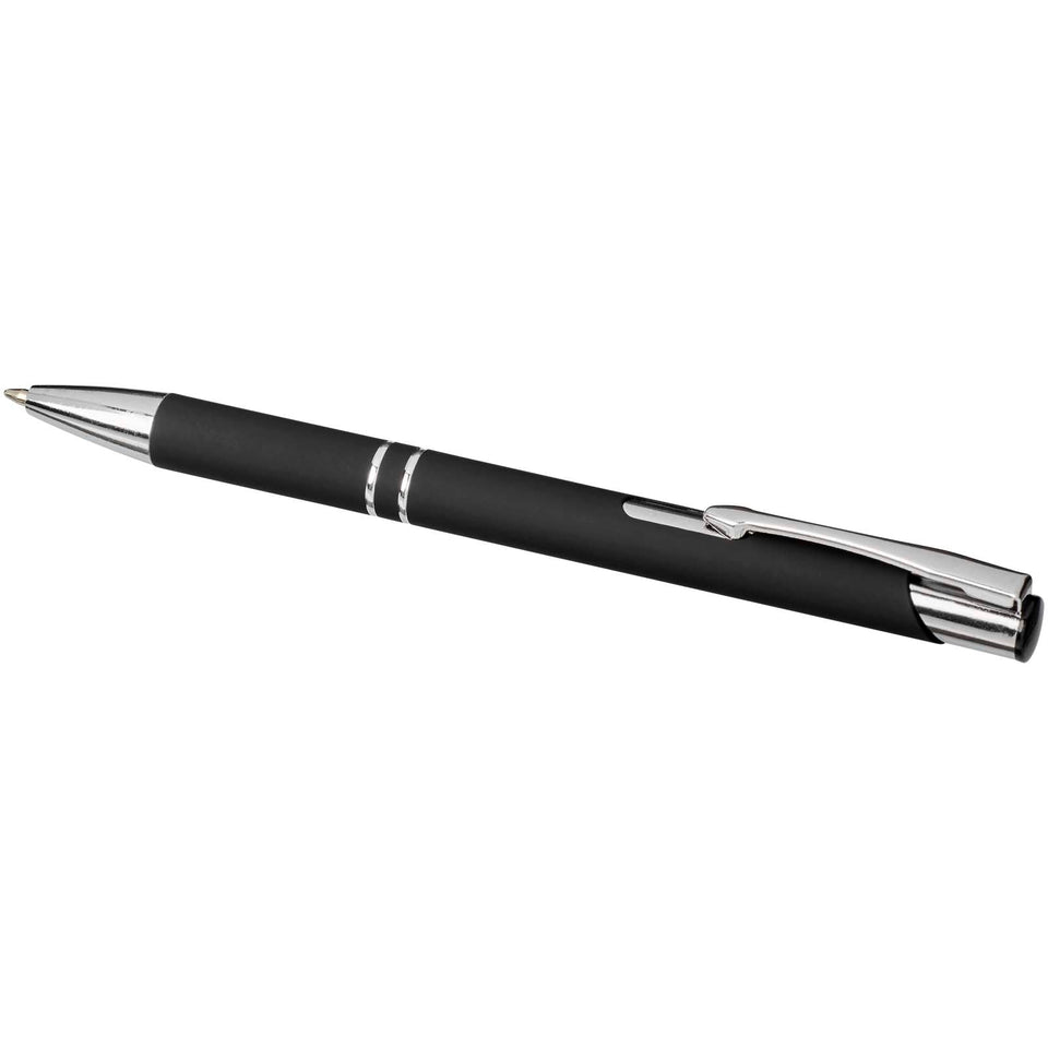 Penna a sfera a scatto Moneta soft touch (inchiostro nero) personalizzato con logo - Pubblienne