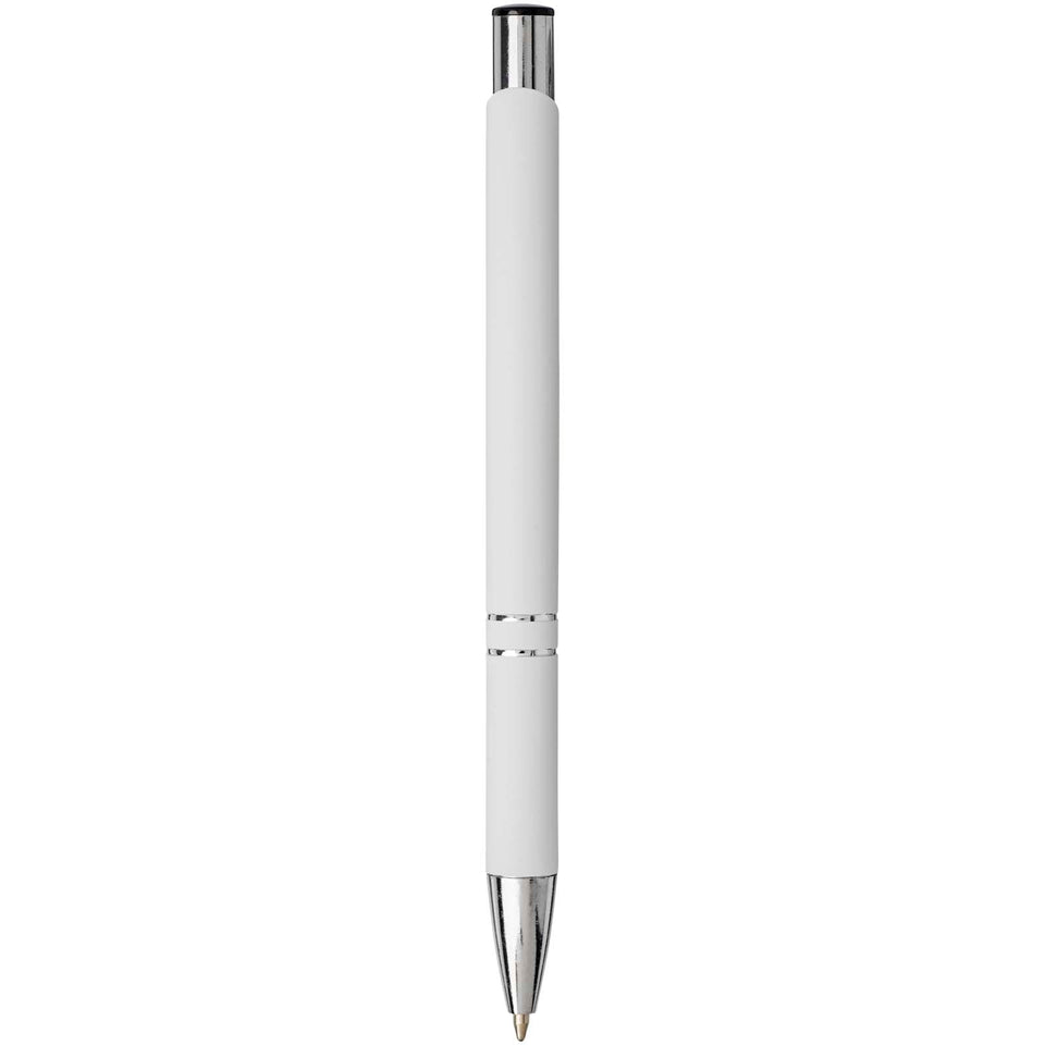 Penna a sfera a scatto Moneta soft touch (inchiostro nero) personalizzato con logo - Pubblienne