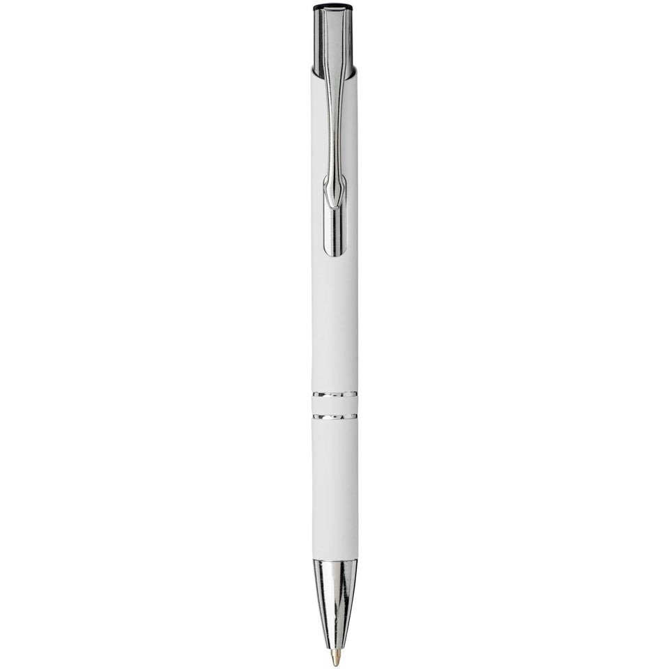 Penna a sfera a scatto Moneta soft touch (inchiostro nero) personalizzato con logo - Pubblienne