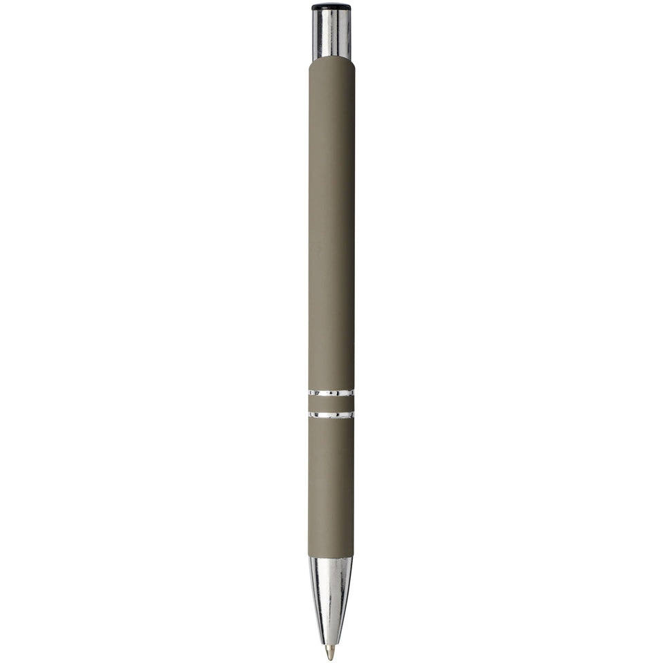 Penna a sfera a scatto Moneta soft touch (inchiostro nero) personalizzato con logo - Pubblienne