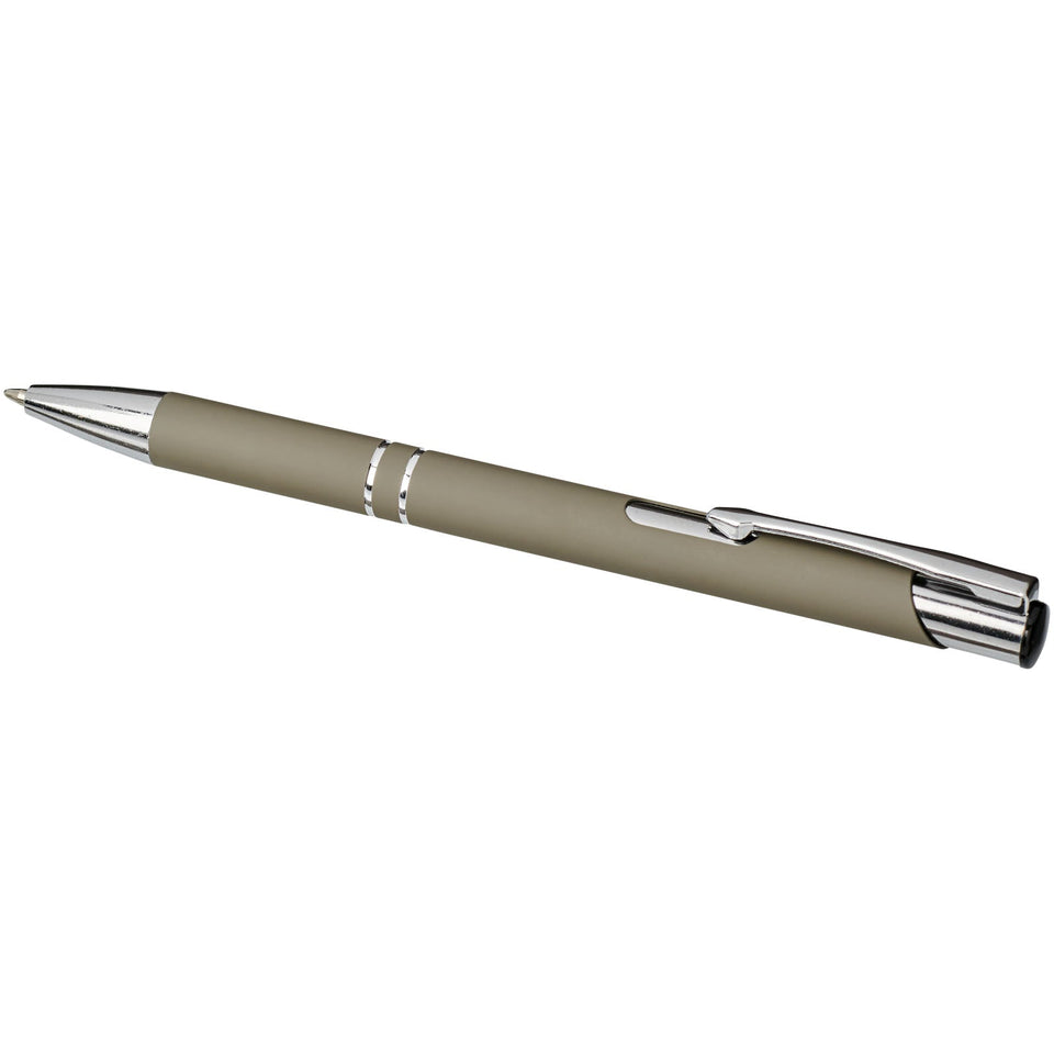 Penna a sfera a scatto Moneta soft touch (inchiostro nero) personalizzato con logo - Pubblienne