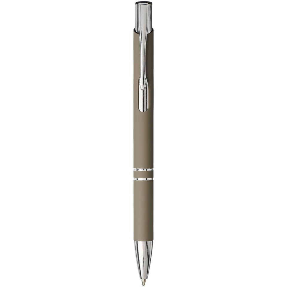 Penna a sfera a scatto Moneta soft touch (inchiostro nero) personalizzato con logo - Pubblienne