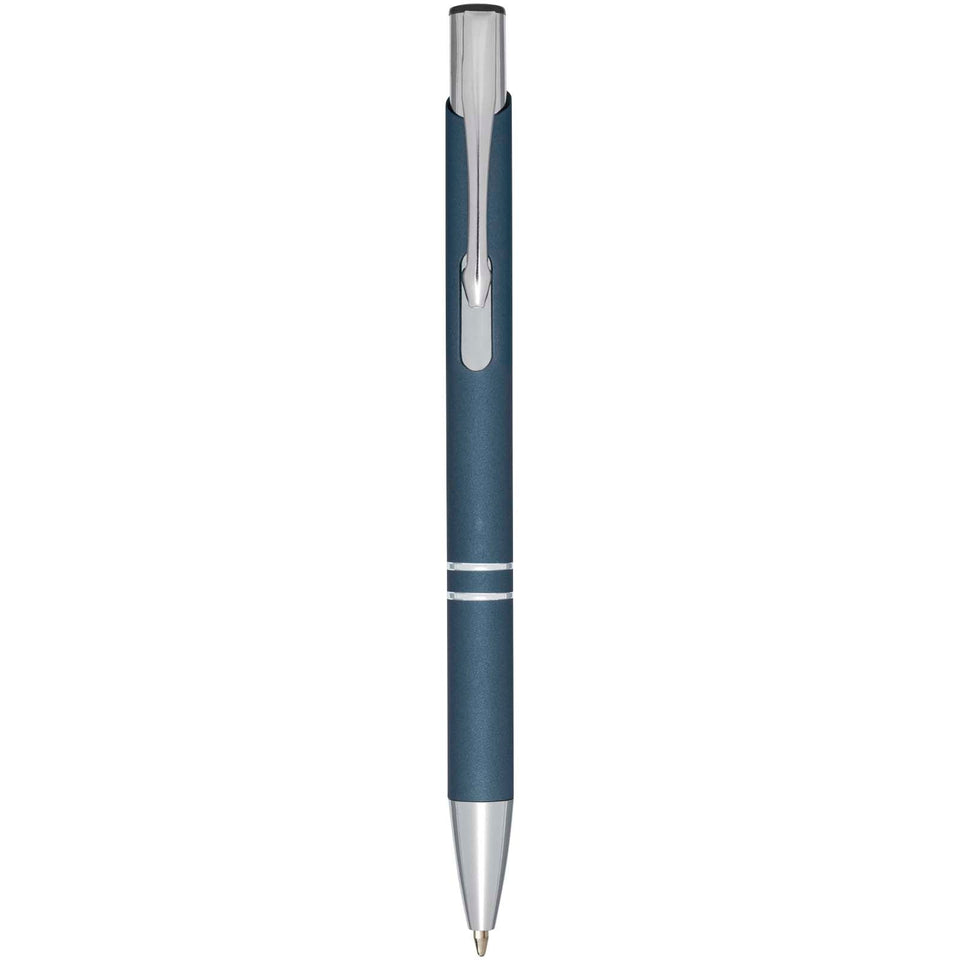 Penna a sfera a scatto Moneta soft touch (inchiostro nero) personalizzato con logo - Pubblienne