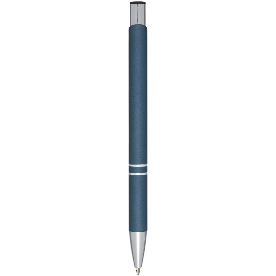 Penna a sfera a scatto Moneta soft touch (inchiostro nero) personalizzato con logo - Pubblienne