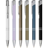 Penna a sfera a scatto Moneta soft touch (inchiostro nero) personalizzato con logo - Pubblienne