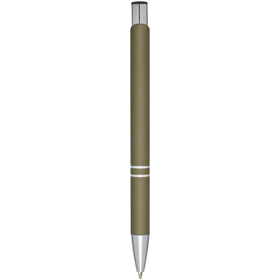Penna a sfera a scatto Moneta soft touch (inchiostro nero) personalizzato con logo - Pubblienne