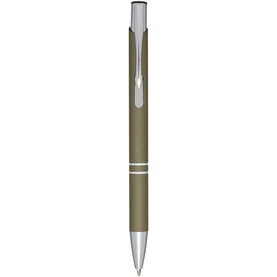 Penna a sfera a scatto Moneta soft touch (inchiostro nero) personalizzato con logo - Pubblienne
