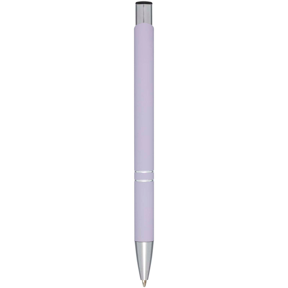 Penna a sfera a scatto Moneta soft touch (inchiostro nero) personalizzato con logo - Pubblienne
