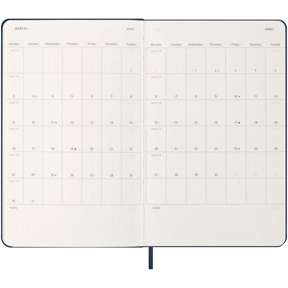 Agenda settimanale 12 mesi formato L con copertina rigida Moleskine personalizzato con logo - Pubblienne