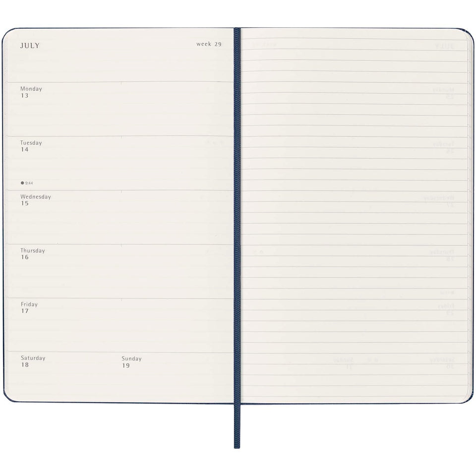 Agenda settimanale 12 mesi formato L con copertina rigida Moleskine personalizzato con logo - Pubblienne
