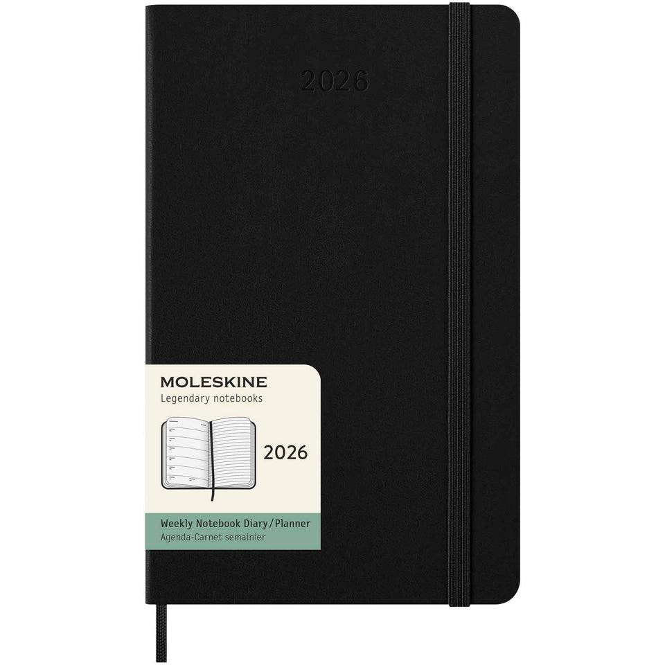 Agenda settimanale 12 mesi formato L con copertina rigida Moleskine personalizzato con logo - Pubblienne