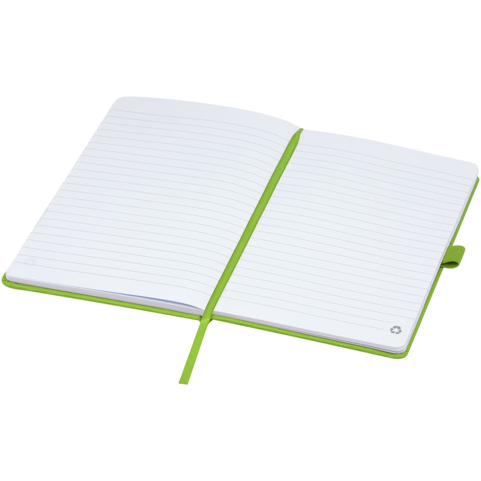 Blocco note A5 in carta riciclata con cover in PET riciclato Honua personalizzato con logo - Pubblienne
