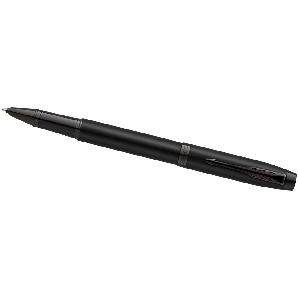 Parker set penna a sfera e penna roller acromatiche in confezione regalo IM (inchiostro nero/blu) personalizzato con logo - Pubblienne