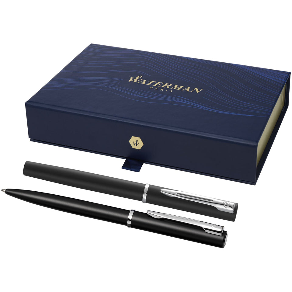 Waterman set penna a sfera e roller Allure (inchiostro nero) personalizzato con logo - Pubblienne