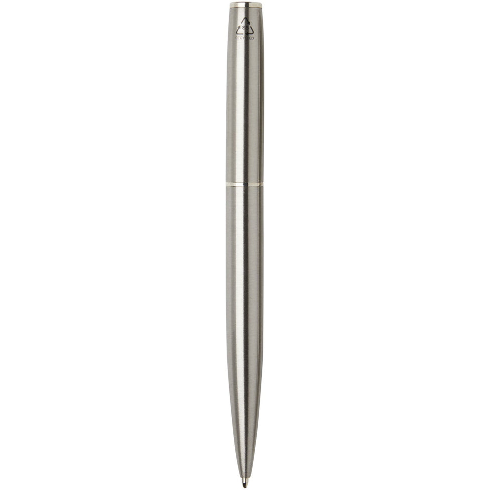 Set con penna a sfera e penna roller in acciaio inossidabile riciclato Didimis (inchiostro nero) personalizzato con logo - Pubblienne