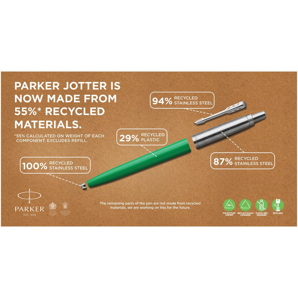 Penna a sfera Parker Jotter Recycled (inchiostro nero) personalizzato con logo - Pubblienne