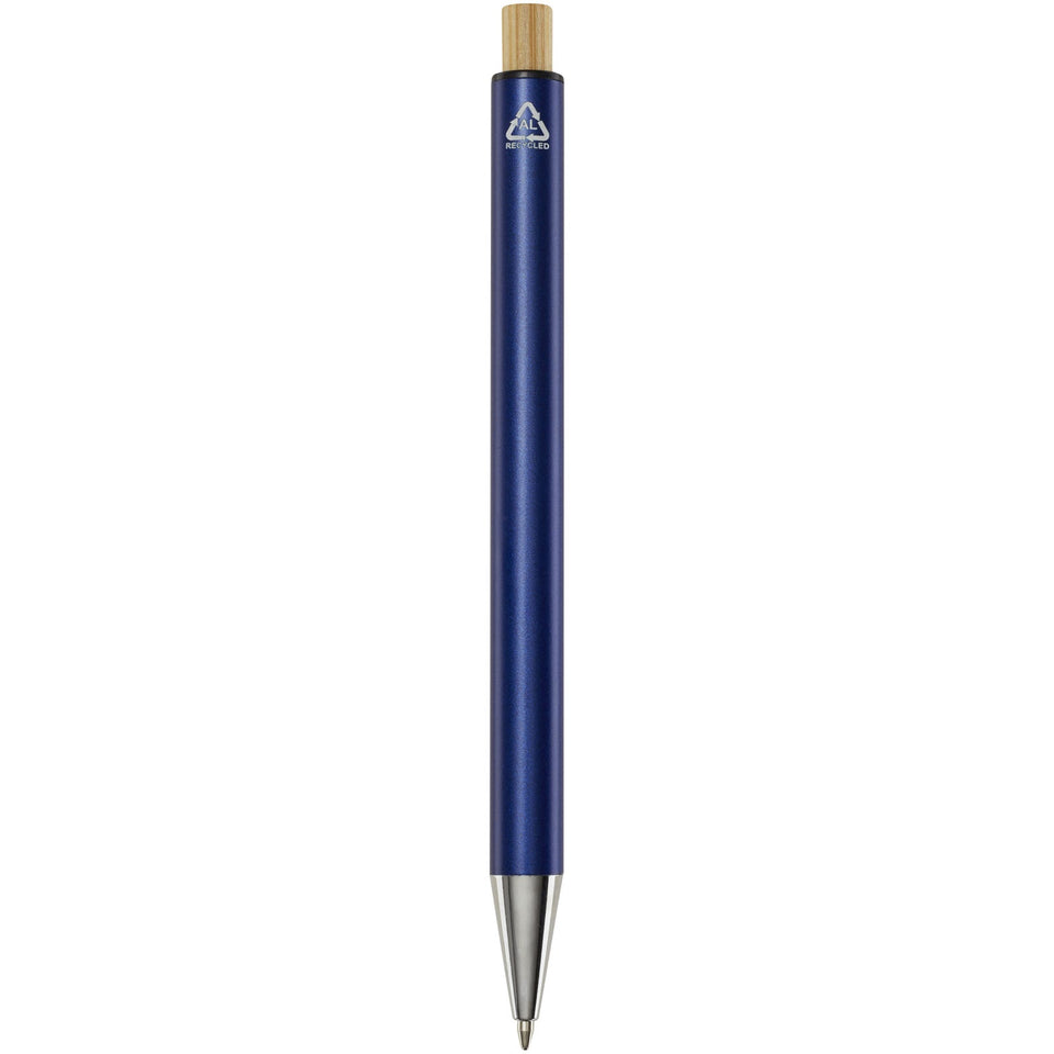 Penna a sfera in alluminio riciclato Cyrus (inchiostro blu) personalizzato con logo - Pubblienne