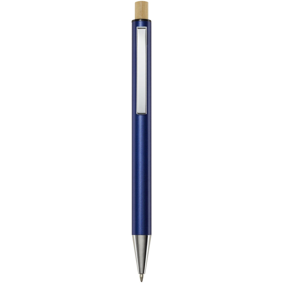 Penna a sfera in alluminio riciclato Cyrus (inchiostro blu) personalizzato con logo - Pubblienne