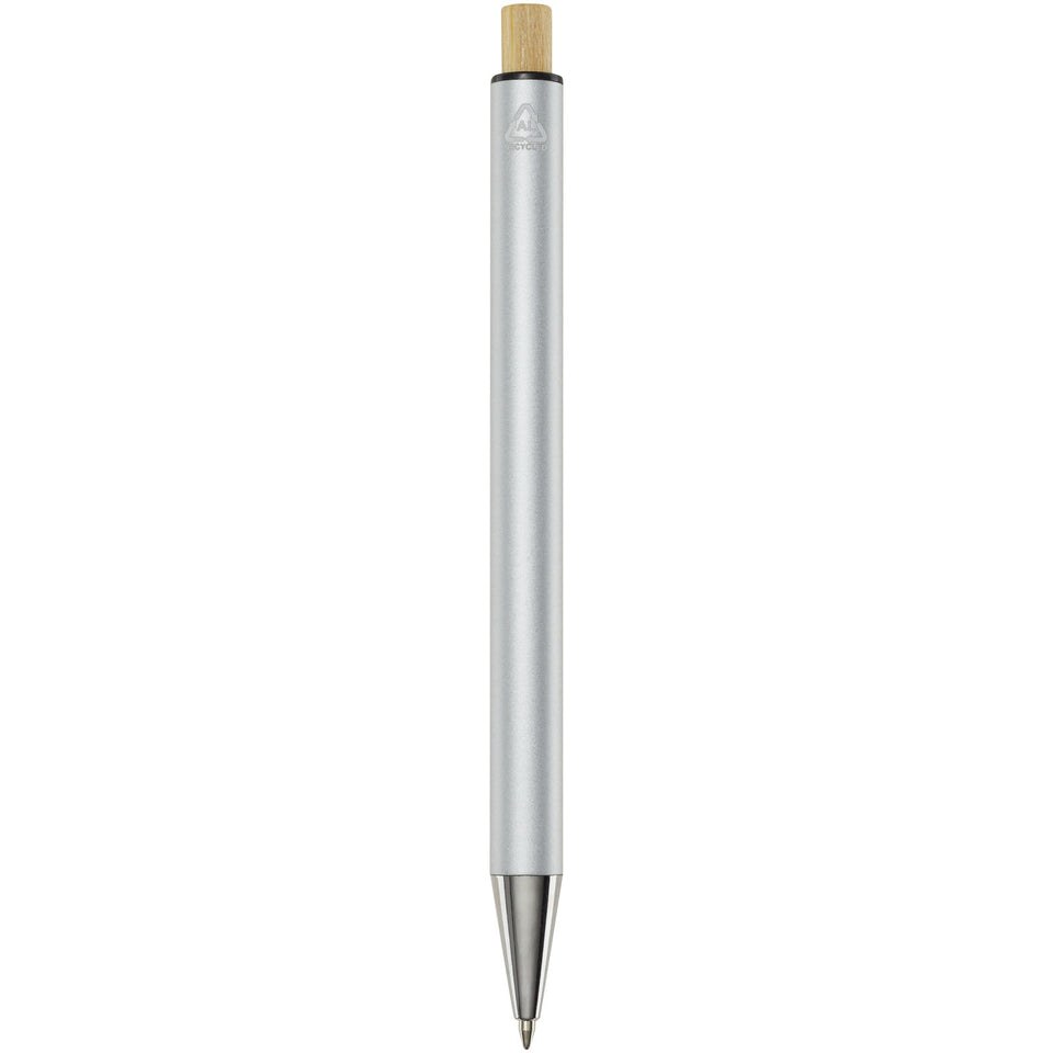 Penna a sfera in alluminio riciclato Cyrus (inchiostro blu) personalizzato con logo - Pubblienne