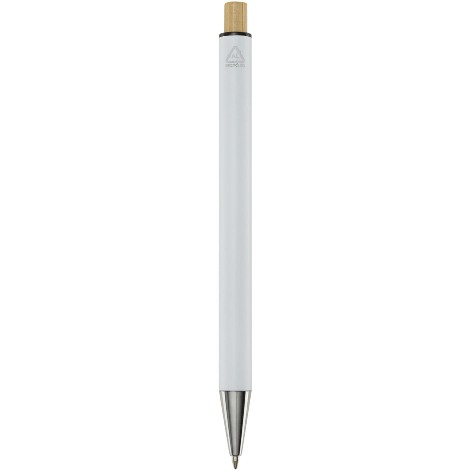 Penna a sfera in alluminio riciclato Cyrus (inchiostro nero) personalizzato con logo - Pubblienne