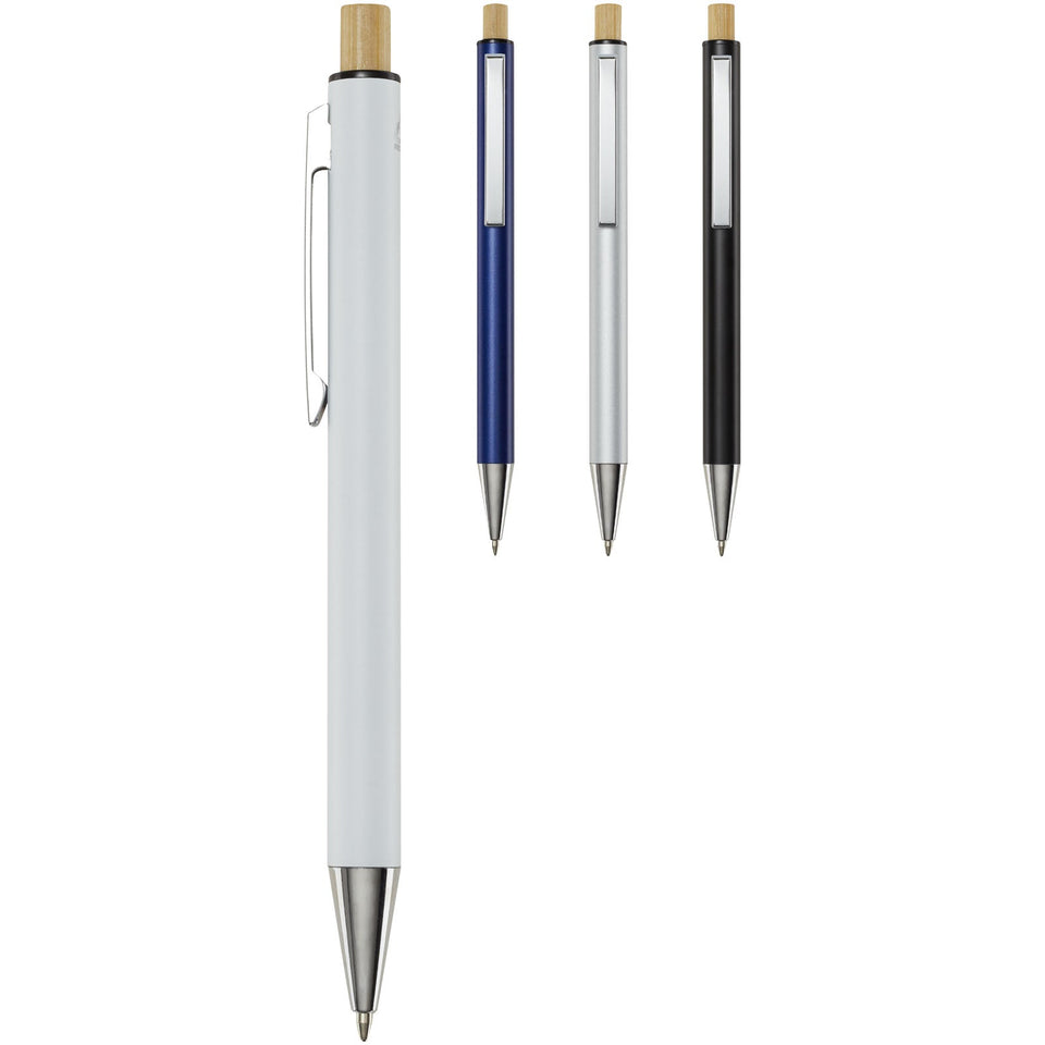 Penna a sfera in alluminio riciclato Cyrus (inchiostro nero) personalizzato con logo - Pubblienne