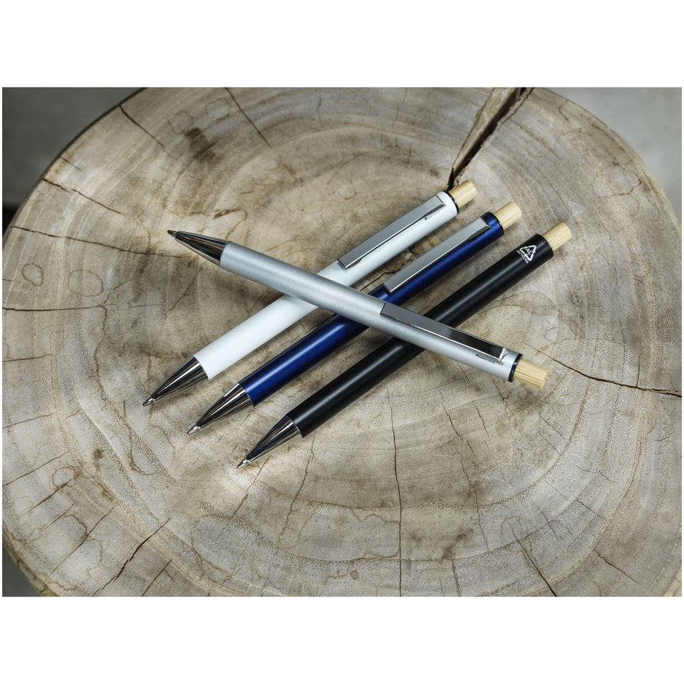 Penna a sfera in alluminio riciclato Cyrus (inchiostro nero) personalizzato con logo - Pubblienne