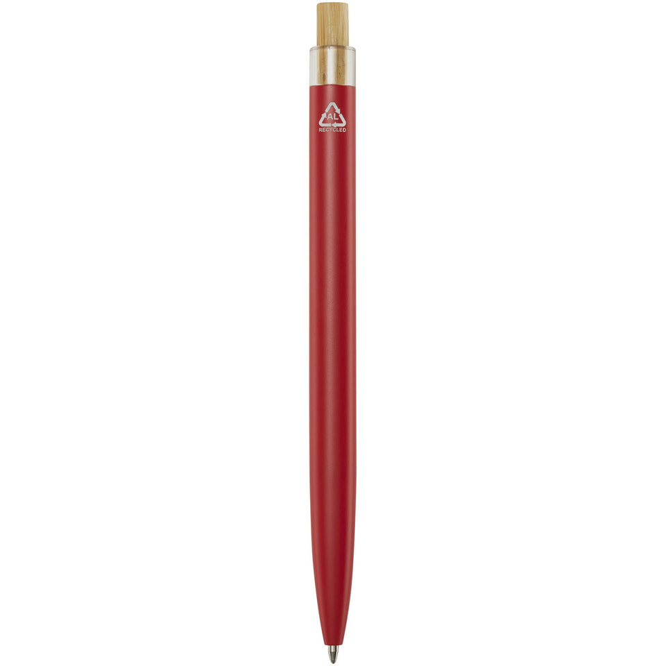 Penna a sfera in alluminio riciclato Nooshin (inchiostro blu) personalizzato con logo - Pubblienne