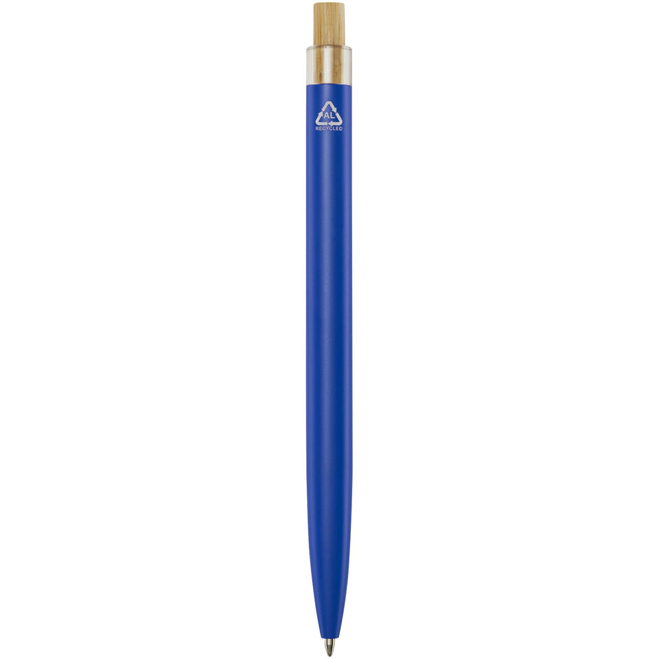 Penna a sfera in alluminio riciclato Nooshin (inchiostro blu) personalizzato con logo - Pubblienne
