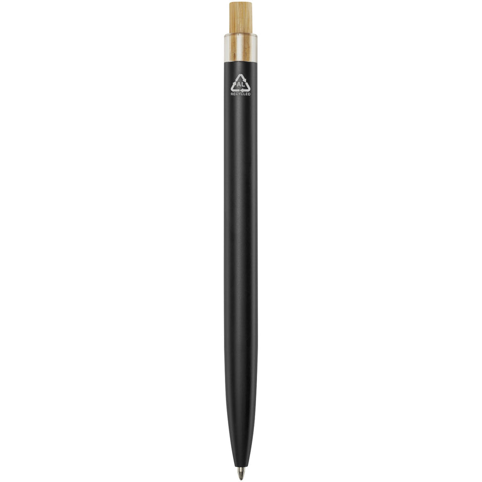 Penna a sfera in alluminio riciclato Nooshin (inchiostro blu) personalizzato con logo - Pubblienne