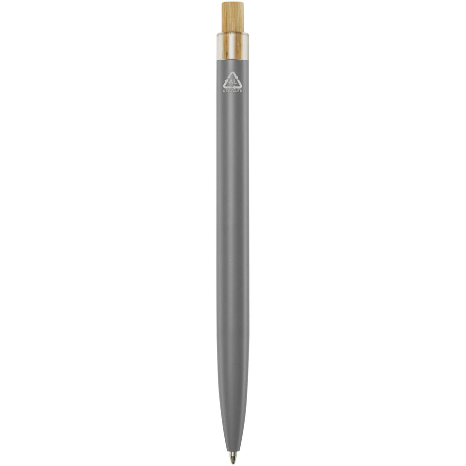 Penna a sfera in alluminio riciclato Nooshin (inchiostro nero) personalizzato con logo - Pubblienne