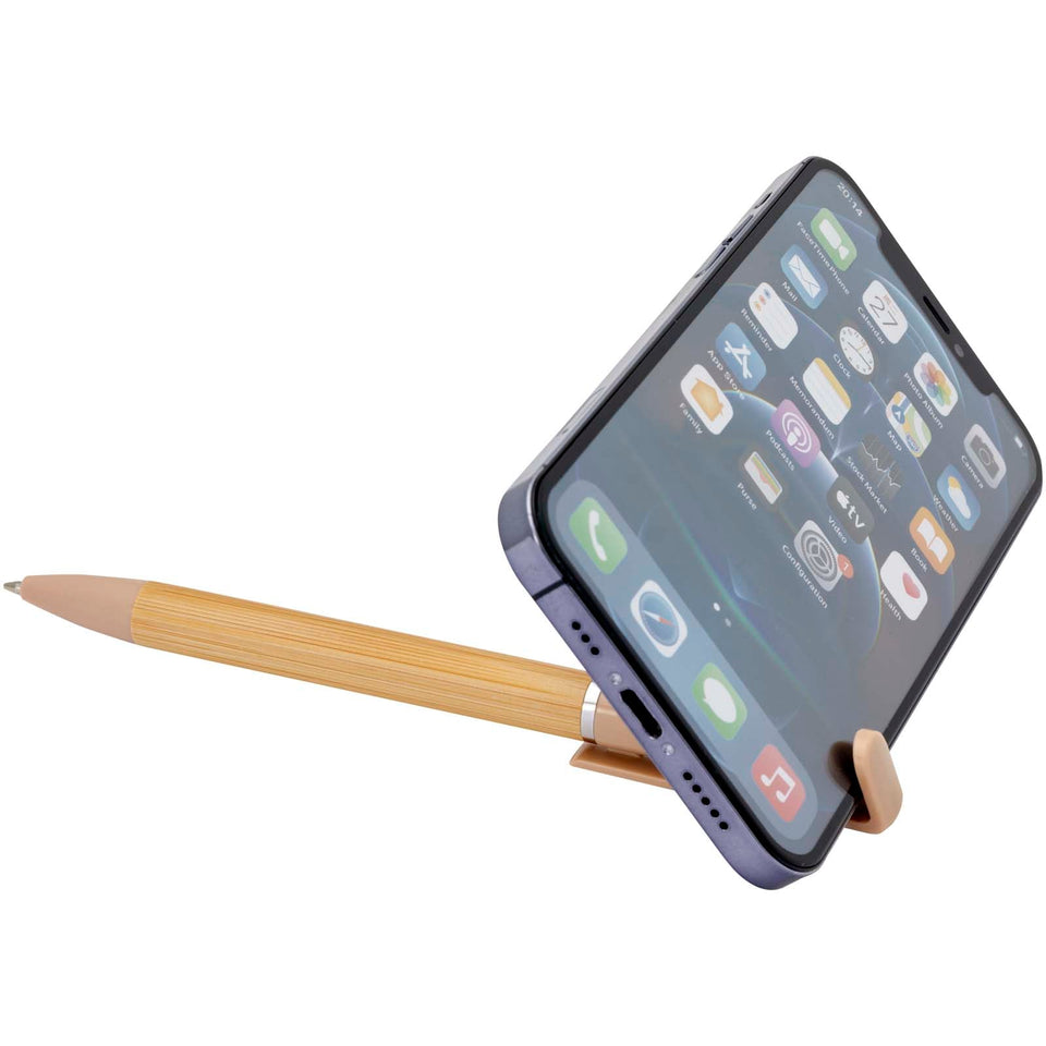 Penna supporto per telefono Delfina (inchiostro nero) personalizzato con logo - Pubblienne
