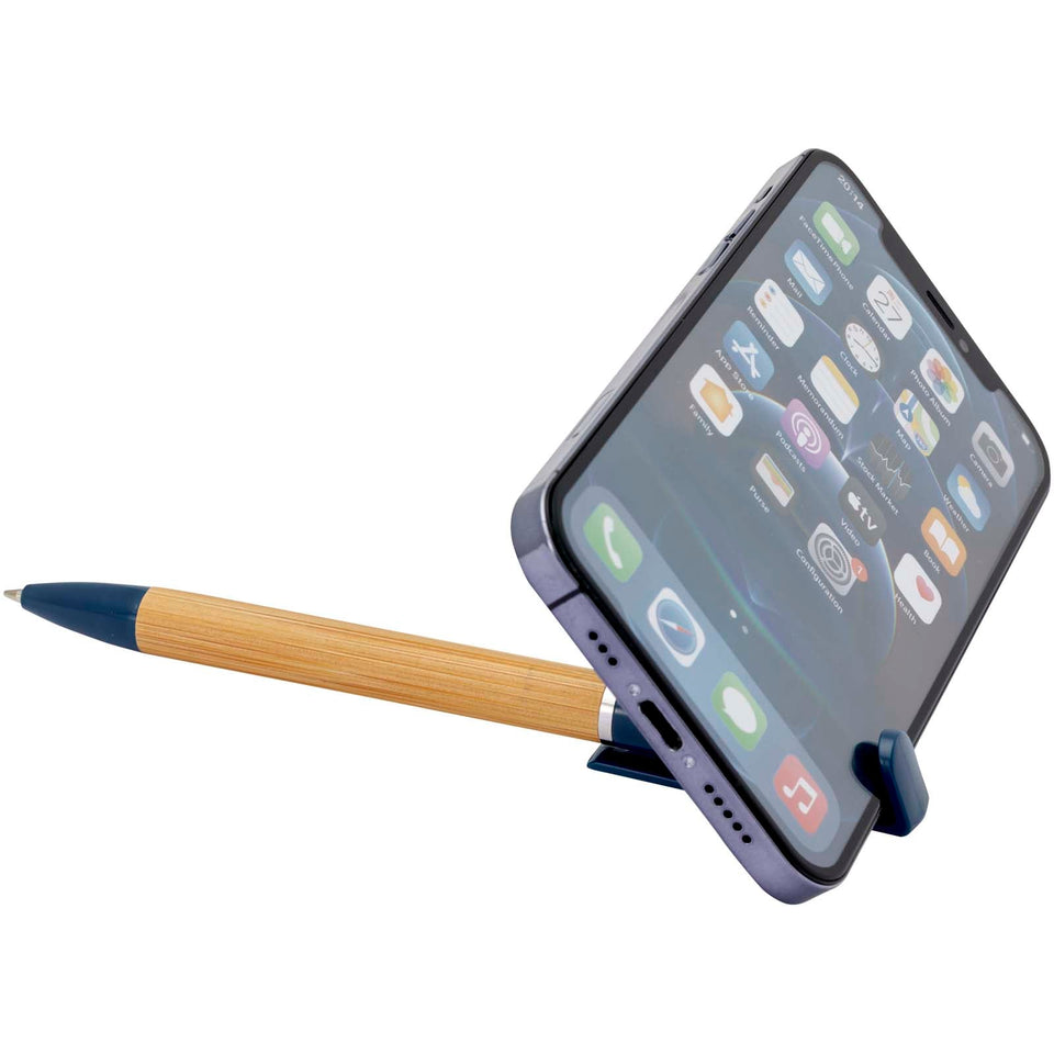 Penna supporto per telefono Delfina (inchiostro nero) personalizzato con logo - Pubblienne