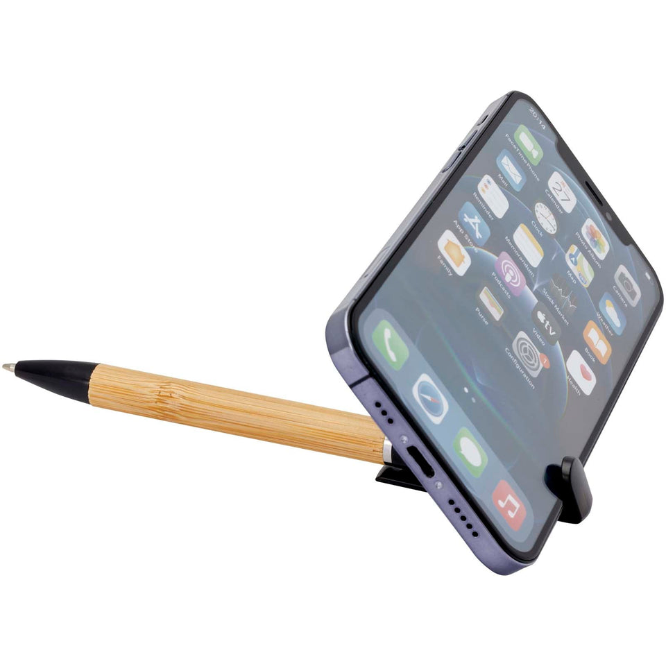 Penna supporto per telefono Delfina (inchiostro nero) personalizzato con logo - Pubblienne