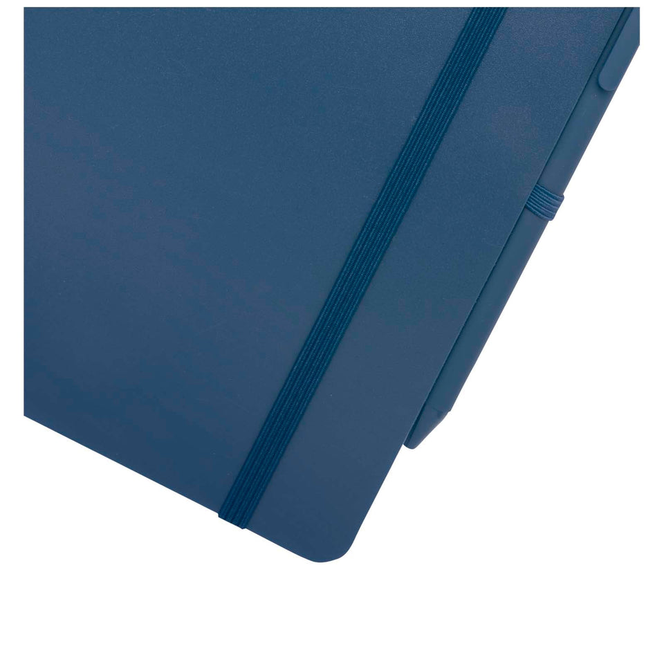 Blocco note formato A5 con copertina rigida in plastica recuperata in prossimità degli oceani e penna a sfera Thalaasa (inchi personalizzato con logo - Pubblienne