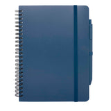 Blocco note formato A5 con copertina rigida in plastica recuperata in prossimità degli oceani e penna a sfera Thalaasa (inchi personalizzato con logo - Pubblienne