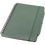 Blocco note formato A5 con copertina rigida in plastica recuperata in prossimità degli oceani e penna a sfera Thalaasa (inchi personalizzato con logo - Pubblienne