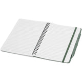 Blocco note formato A5 con copertina rigida in plastica recuperata in prossimità degli oceani e penna a sfera Thalaasa (inchi personalizzato con logo - Pubblienne