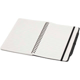 Blocco note formato A5 con copertina rigida in plastica recuperata in prossimità degli oceani e penna a sfera Thalaasa (inchi personalizzato con logo - Pubblienne
