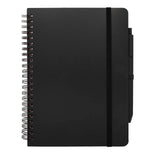 Blocco note formato A5 con copertina rigida in plastica recuperata in prossimità degli oceani e penna a sfera Thalaasa (inchi personalizzato con logo - Pubblienne