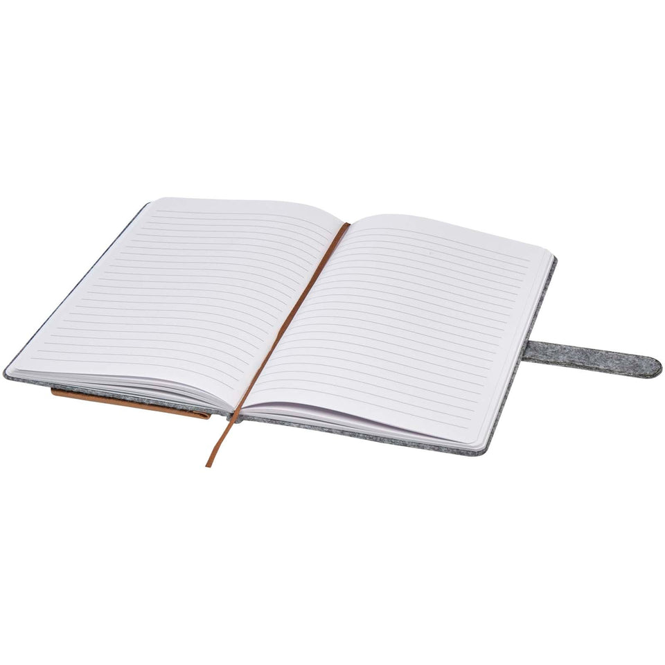 Blocco note formato A5 in sughero e feltro riciclato Viviana personalizzato con logo - Pubblienne