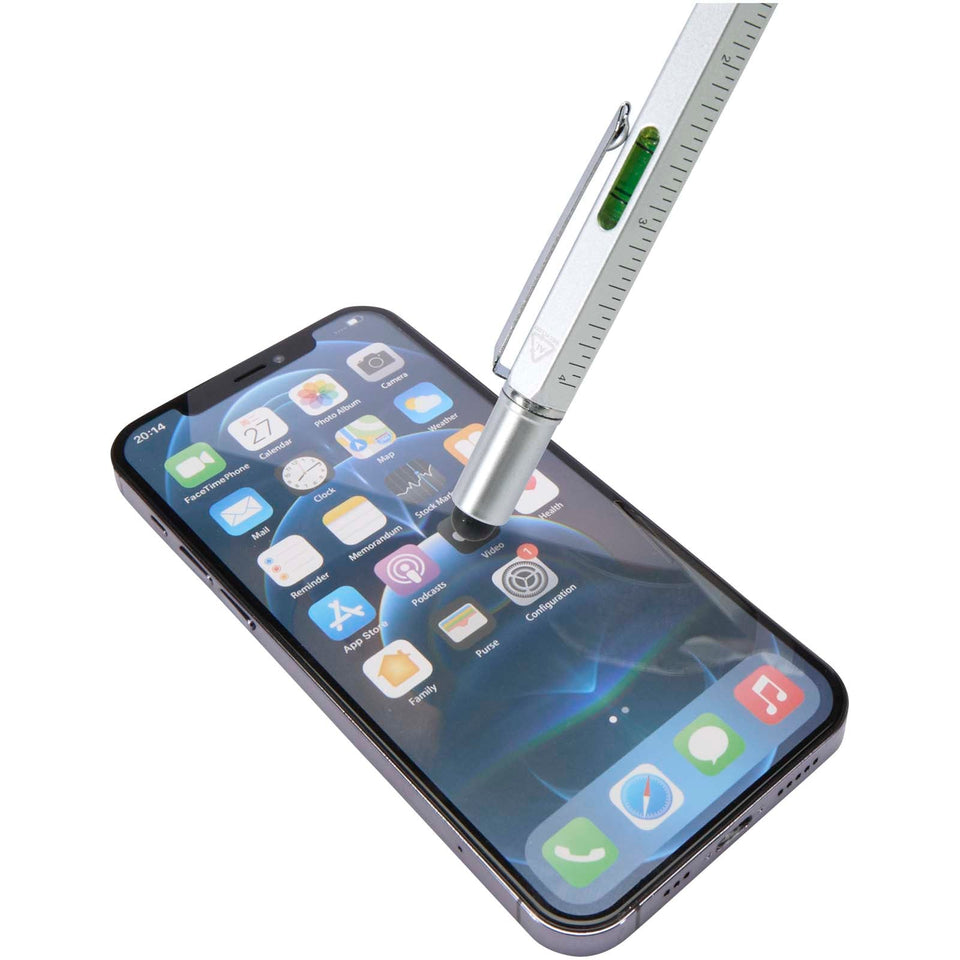 Penna multifunzione in alluminio riciclato Dora (inchiostro nero) personalizzato con logo - Pubblienne
