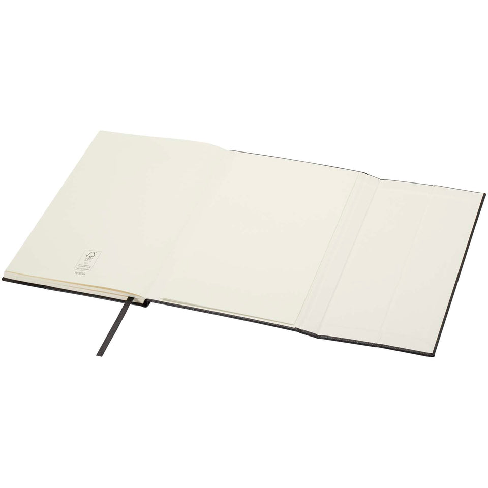 Blocco note formato A5 con copertina rigida in fibre di cuoio riciclate Alejandra personalizzato con logo - Pubblienne
