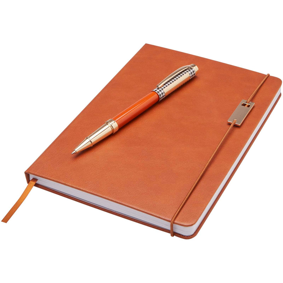 Set penne roller e blocco note in formato A5 Legato (inchiostro blu) personalizzato con logo - Pubblienne