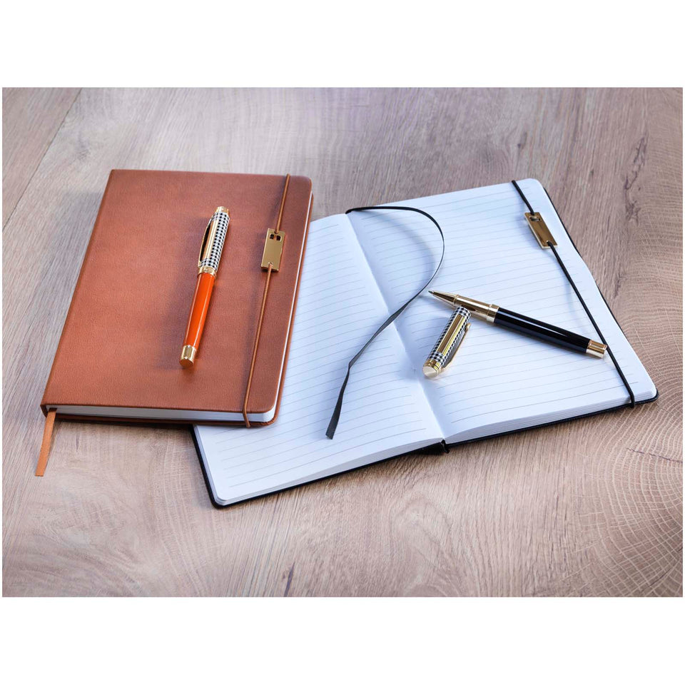 Set penne roller e blocco note in formato A5 Legato (inchiostro blu) personalizzato con logo - Pubblienne